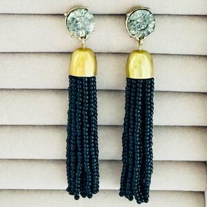 J Crew long beaded statement earrings